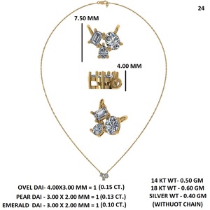 Rose Gold Diamond Pendant Necklace Three Stone <b>Charm</b> Jewelry for Women Party Gift - Product Image 5
