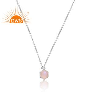 Meilleure vente de collier pendentif en argent sterling avec pierre de lune naturelle arc-en-ciel fabricant de bijoux personnalisés - Product Image 3