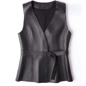 Chaleco de Cuero Genuino para Mujer, Estilo Motero, Impermeable, de Lona, Precio de Fábrica, para la Moda de Invierno - Product Image 2
