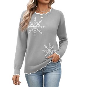 Suéter de Punto Acanalado para Mujer, Color Taupe, Mezcla de Lana, Cuello Redondo, Manga Larga, Ajustado, Informal, para Uso Diario - Product Image 5
