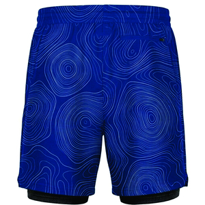 Short de bain pour homme, motif géométrique bleu, séchage rapide, taille mi-haute, cordon de serrage, longueur courte, imprimé par sublimation, 100% polyester - Product Image 6