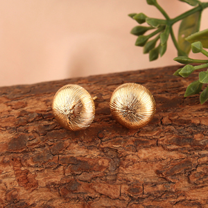 Minimalist dome studs 18k gold plated textured brass round button push <b>back</b> <b>earrings</b> Fashionable daily wear jewelry for women - Product Image 6