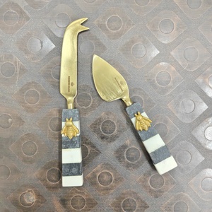 Hot Selling Stainless Steel <b>Cheese</b> Knife <b>Set</b> Marble Handle Modern Simple Design 5 Inch Dishwasher Safe Home Kitchen Use - Product Image 2