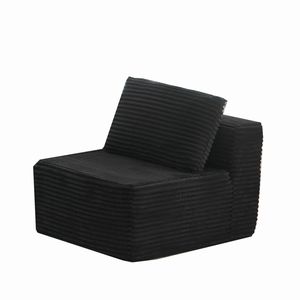 Divano Componibile Modulare Nero a Posto Singolo per Soggiorno, Trasformabile in Divano a L e a U - Product Image 1