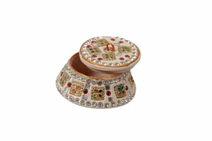 Decorative Handmade Promotional Wedding Sindoor <b>Box</b> Resin Jewelry Case Rhinestone Storage Container <b>Gift</b> for <b>Bride</b> - Product Image 1