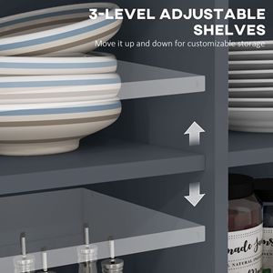 Carrello da Cucina Stile Fattoria con 2 Cassetti e Ripiani Regolabili, Isola Cucina Mobile con Piano Ribaltabile, Bancone Colazione in Legno Portatile - Product Image 6