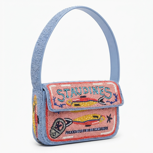 Sac à bandoulière perlé fait main pour femme, pochette de soirée à rabat, nouveauté, sac de plage sous le bras, idéal pour maillot de bain d'été - Product Image 4
