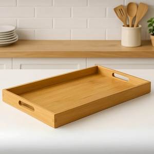 Plateau de service carré en bois moderne - Écologique, durable, passe au lave-vaisselle, plateau pour desserts et fromages - Product Image 4