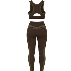 Conjunto deportivo sin costuras de canalé para mujer, ropa deportiva ligera para yoga, entrenamiento en el gimnasio y uso diario cómodo. - Product Image 5