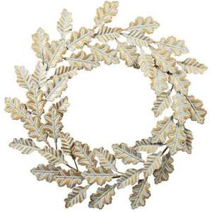 Metal Floral Wreath Handmade Iron Leaf Garland White <b>Flower</b> Pearl Accent Front Door Sign <b>Wall</b> <b>Decor</b> - Product Image 4