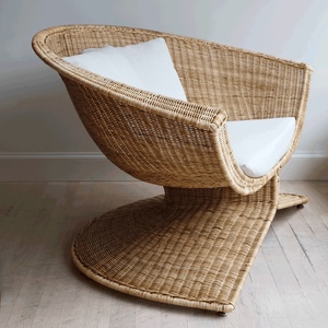 Silla de yoga de ratán estilo bohemio con forma de loto, excelente calidad, hecha a mano, para meditación. - Product Image 3