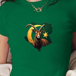 Bandera marrón montaña cabra markhor moda mujer Camiseta corta - Product Image 3