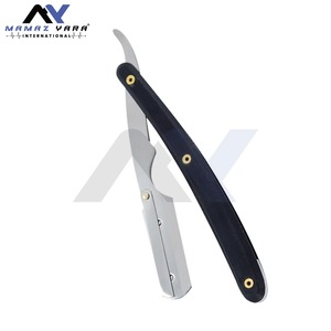 Navaja de Afeitar Profesional para Barbería, con Bloqueo Giratorio, de Acero Inoxidable, de Una Sola Hoja, para Afeitar la Cara, Duradera, Negra y Plateada, con Mango de Plástico - Product Image 1