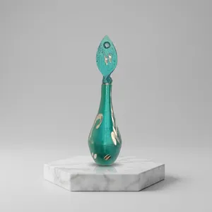 Support Surmadani en laiton vert antique avec applicateur, conteneur traditionnel pour kohl, étui décoratif pour cosmétiques oculaires - Product Image 3