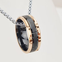 Bague en carbure de tungstène noir et or rose avec motif géométrique entrelacé, alliance pour couples, bijoux tendance en gros