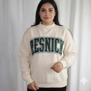 Resnick Women's Navy Custom Mock Neck <b>Sweatshirt</b> Collegiate Varsity Pullover College University Campus Apparel Custom <b>Embroidery</b> - Product Image 2