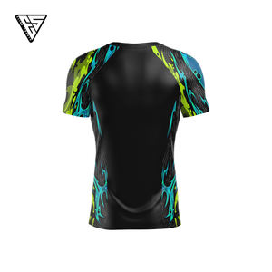 Chemise de compression anti-UV à manches courtes en spandex/polyester avec impression numérique personnalisée unisexe, pour MMA, BJJ, surf, plongée, OEM 220g - Product Image 4