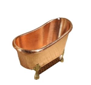Bañera Ovalada de Cobre Antiguo con Patas de Garra, Pulida y Martillada, Estilo Vintage para Baño - Artesanía India - Product Image 4