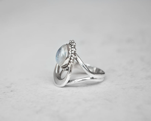 Half Moon Design Moonstone <b>Ring</b> Handmade Gemstone Jewelry <b>Dainty</b> Boho <b>Ring</b> Unique Gift for Women - Product Image 3