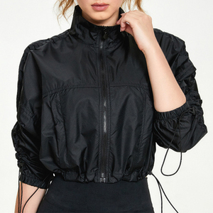 Sporty <b>Womens</b> Autumn/Winter Cropped Printed Breathable Quick Dry <b>Lightweight</b> Waterproof Windbreaker Reversible Bomber <b>Jacket</b> - Product Image 5