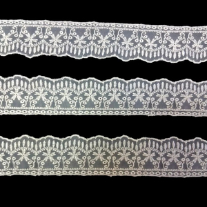 Ruban en nylon floral festonné, brodé de dentelle en organza blanc élégant, léger et écologique, directement de l'usine, pour vêtements - Product Image 1