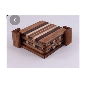 Ensemble de dessous de verre en bois décoratif élégant pour thé tasses à café tasses verres à manger table de cuisine accessoires de bureau - Product Image 5