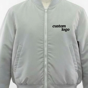 Chaqueta Bomber para Hombre Personalizada al por Mayor, OEM/Personalización, Alta Calidad, Color Gris Claro, Estilo Urbano, Cortavientos, Personalizable por Delante - Product Image 3