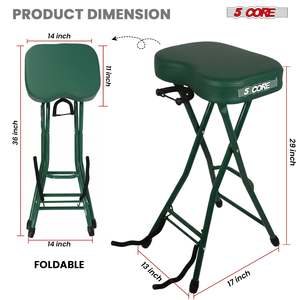 5Core Heavy Duty Music Seat Foldable 3.15\" <b>Padded</b> Guitar <b>Stool</b> with Built-In Footrest and Stand Audio Product Accessory - Product Image 3