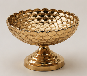 Bol de service sur piédestal en métal doré de luxe, plateau décoratif sur pied pour desserts et bonbons, idéal pour la présentation sur table, les mariages et les fêtes - Product Image 3