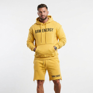 Ensemble short de survêtement décontracté pour homme REGAL THREE LLC, bords bruts, 100 % coton molletonné, coupe ample, imprimé effet vieilli - Product Image 6