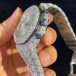 Montre mécanique de luxe entièrement sertie de diamants, avec un cadran vert et des diamants Moissanite, style Hip Hop - Product Image 3