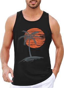 Camiseta sin mangas con cuello redondo y estampado azul claro para hombre, 100% poliéster, transpirable, ecológica, deportiva, tejido teñido, secado rápido - Product Image 3