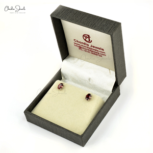 Natural 1.86CTW Mozambique Garnet Gemstone Oval Stud <b>Earrings</b> Handcrafted in 925 Sterling Silver <b>Earrings</b> with Push <b>Back</b> on Sale - Product Image 4