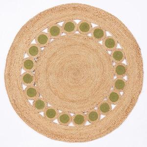 Lujosa alfombra de yute trenzada redonda decorativa moderna cubierta de suelo de diseño geométrico hecha a mano - Product Image 3