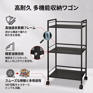 Metal Standing Type Double Tier Kitchen Trolley Bar <b>Cart</b> with Storage Holders & Racks - Product Image 4