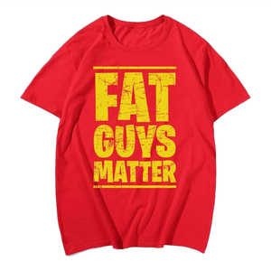 Camiseta Roja de Manga Corta para Hombre Fat Guys Matter, 100% Algodón, Cuello Redondo, Corte Jersey, Estilo Regular, Anti-UV, Transpirable - Product Image 1