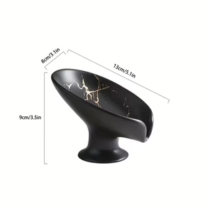Jabonera de cerámica autodrenante para jabón y fertilizante, con apariencia de mármol, en forma de hoja, diseño nuevo y moderno. - Product Image 2
