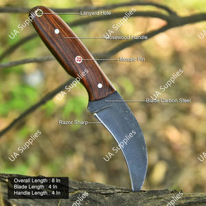 Cuchillo de Supervivencia para Exteriores, Forjado a Mano en Acero al Carbono, Afilado como una Navaja, Hoja Fija Tipo Pico de Halcón, Madera de Palisandro, para Camping y Caza, OEM Industrial - Product Image 4