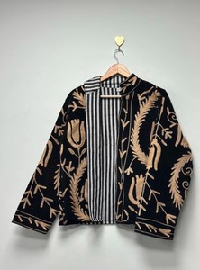 Veste en velours Suzani faite à la main, fraîche et neuve, broderie florale traditionnelle, style bohème hippie, veste courte pour femme, manteau d'hiver, blazer - Product Image 6