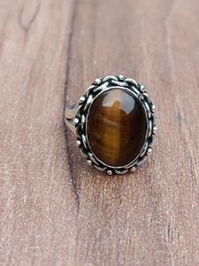 Anillo de plata con piedras preciosas de ojo de tigre al por mayor, anillos de ojo de tigre de plata alemana natural de la mejor calidad a la venta al precio más bajo - Product Image 3