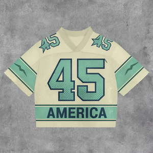 Camiseta Deportiva Corta Personalizada para Hombre, Estilo Vintage, para Fútbol, Baloncesto, Fútbol Americano, con Estampado Retro y Malla - Product Image 3