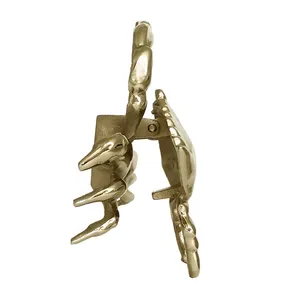 Brass <b>Crab</b> Wall Mount Sculpture Handmade Metal Animal Art <b>Decor</b> for Living Room Contemporary Design - Product Image 2