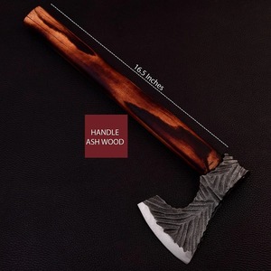 ขวานโทมาฮอว์กทำมือพร้อมด้ามไม้และปลอกหนังสำหรับใช้เอาตัวรอด - Product Image 4