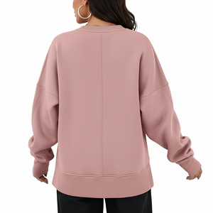 Women's Long Sleeved Top Solid Color Split Neck Breathable Hip Hop Style Winter Autumn Spring ODM Women's Oversize <b>Sweatshirt</b> - Product Image 4