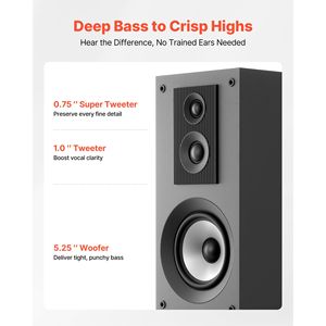 Par de Altavoces de Torre de 3 Vías, 145W, con Tweeter de 0.75 Pulgadas y 2 Woofers de 5.25 Pulgadas, Potencia de Salida de 60W-300W - Product Image 3