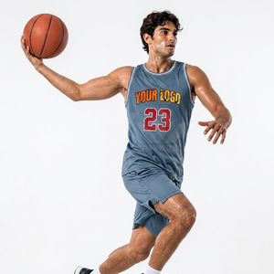Custom Blue Basketball Jersey Men's Sleeveless Sublimated Logo Number 23 Breathable Polyester Moisture Wicking Team Sportswear - Product Image 3
