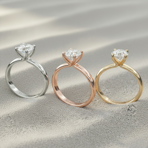 Anillo de compromiso solitario redondo con contorno en oro macizo con diamante cultivado en laboratorio con engaste de puntas para certificación - Product Image 4