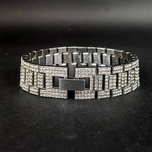 Pulsera Cubana de Moissanita, Plata 925 con Baño de Rodio, Engaste de Garras, Diseño Geométrico, Pulsera de Cadena de Lujo Unisex - Product Image 1