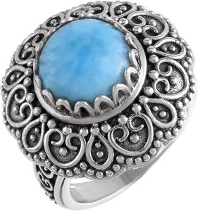 Anillo de Plata de Ley 925 con Piedra Preciosa Larimar Azul Natural Redonda, Novedad al por Mayor 2026, Regalo de Joyería Fina para Mujeres y Niñas - Product Image 4