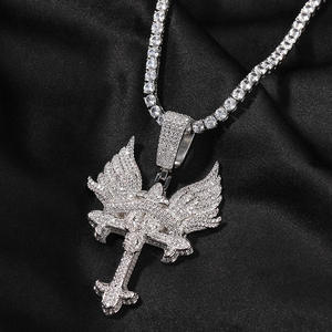 Evanex Diamante Lujo Chapado en Oro Rosa Plata 925 Moissanita Colgante de Letra con Cadena Estilo Hiphop Joyería Unisex Corte Brillante Helado - Product Image 5
